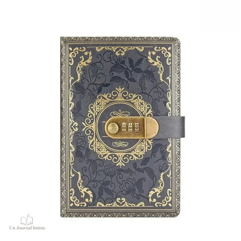Journal intime vintage gris élégant pour écrire vos pensées