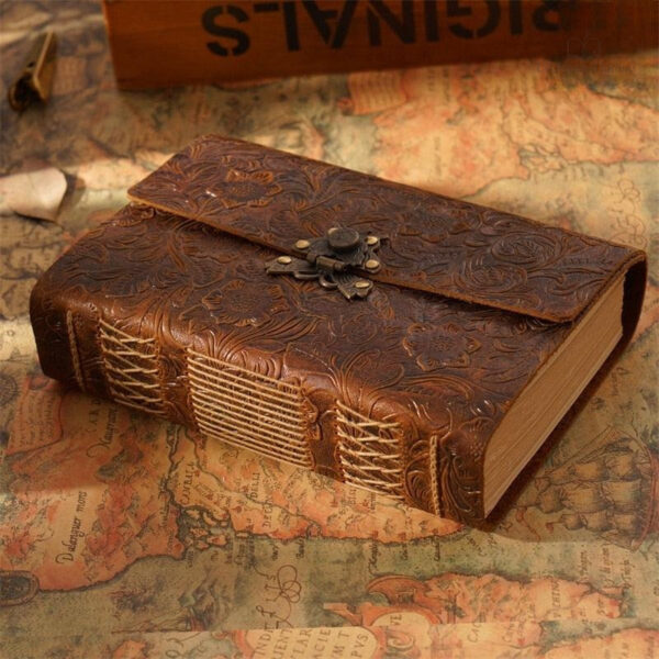 Carnet en cuir patiné au style rétro