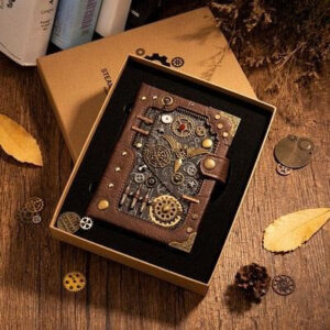 Couverture en cuir marron pour journal intime