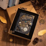 Journal intime steampunk avec éléments mécaniques