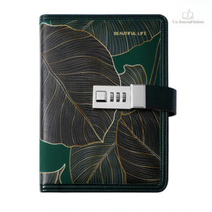 Journal intime design feuille à code élégant et pratique