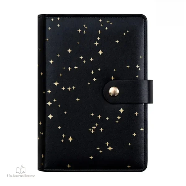 Journal intime doré avec motif étoile et code de sécurité