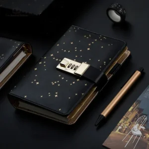 Carnet intime étoilé avec fermeture à code pratique