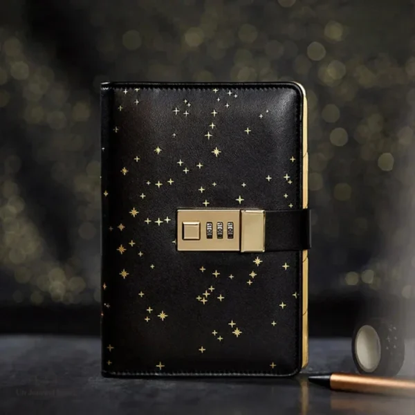 Étoile dorée journal intime sécurisé pour notes personnelles