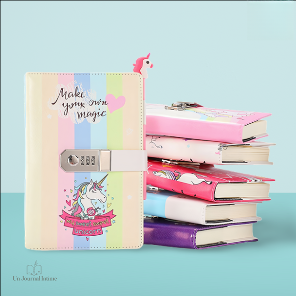 Journal intime licorne avec code de sécurité
