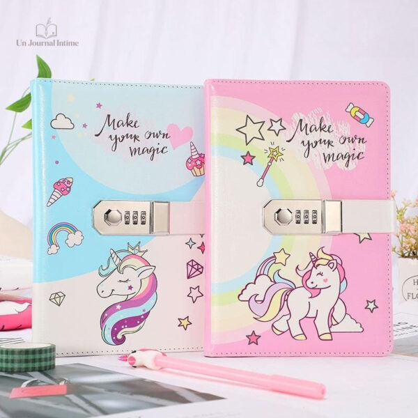 Cahier intime licorne avec accès sécurisé