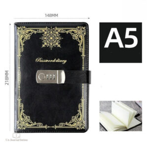 Journal intime noir avec pages lignées